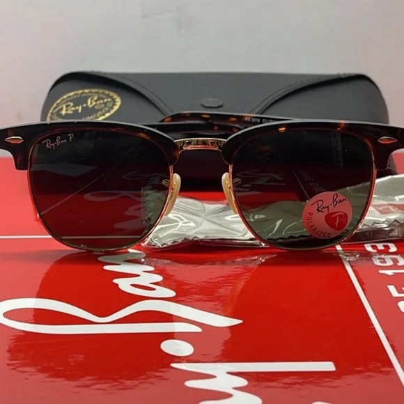BNWT Ray ban Club master Polarized 3016 Tortoise/Gold sunglass - Picture 2 of 7